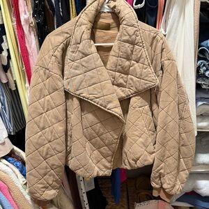 Blank NYC Quilted Beige Bomber Jacket